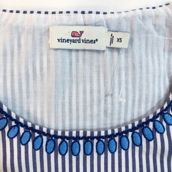 Vineyard Vines Sarah Striped Embroidered Swing Peplum Top - Picture 4 of 9
